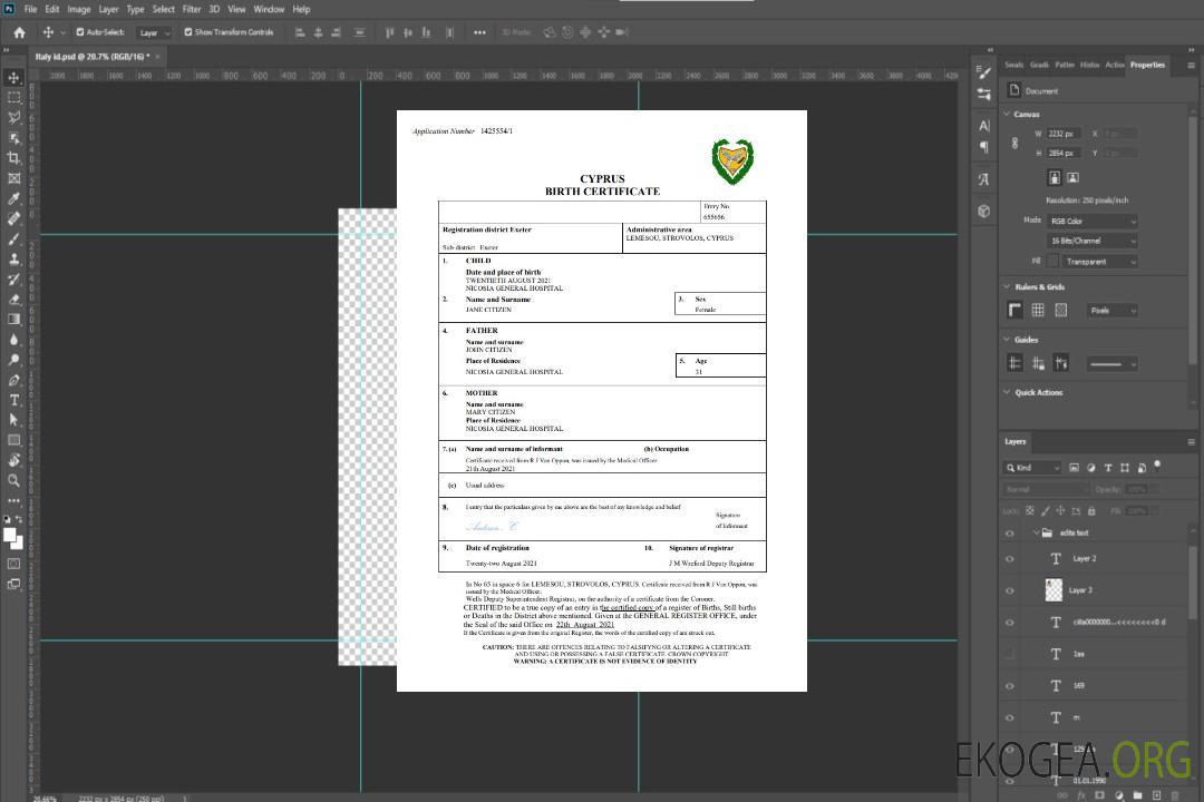 Modèle Word et PDF d'acte de naissance à Chypre template Modèle Word et PDF d'acte de naissance à Chypre template